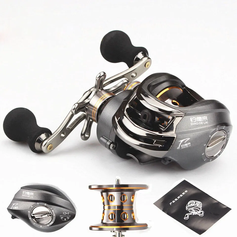

12+1BB 6.3:1 High Quality Right Hand Baitcasting Fishing Reel Bait Casting Reels Fishing Reels Saltwater Grey