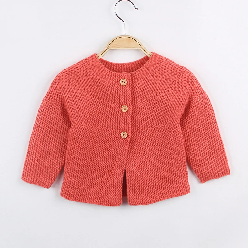 Весенне-осенний детский вязаный кардиган в полоску с длинными рукавами для маленьких девочек, Европейский милый свитер, куртка, Новорожденные малыши, верхняя одежда - Цвет: red