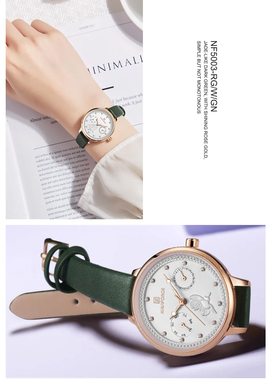 NAVIFORCE Женские кварцевые наручные часы роскошные фирменные женские часы розовые модные элегантные часы водонепроницаемые часы подарок Relogio Feminino