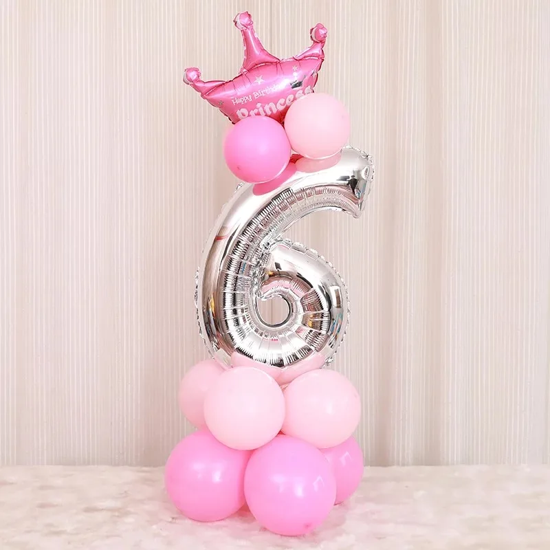 32 дюйма Корона Numeber Алюминий Фольга шар для детского День рождения Baby Shower Anniversaire Украшенные воздушные шары - Цвет: 6