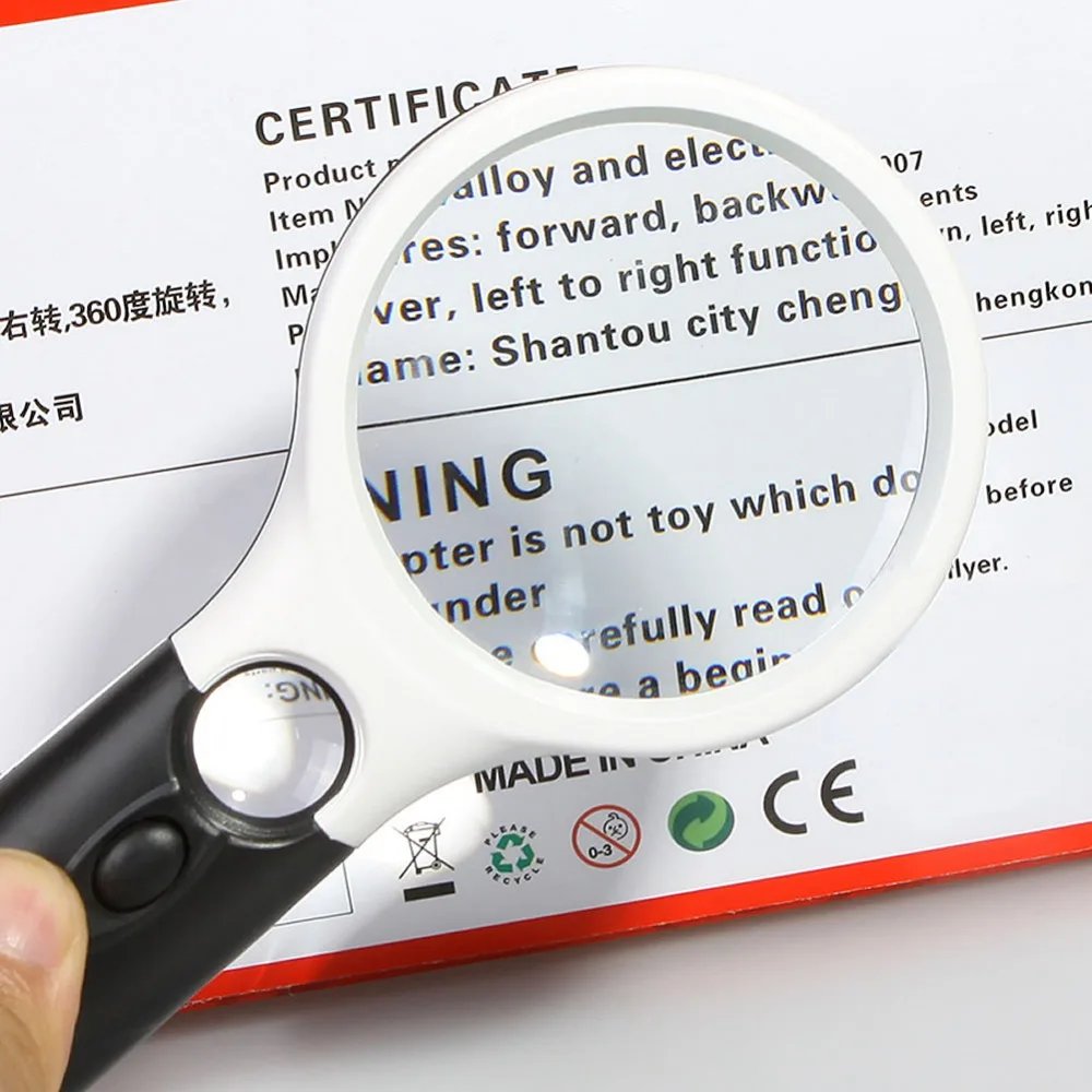 

3 LED Light 45X Handheld Magnifier Reading Magnifying Glass Lens Jewelry Loupe T16