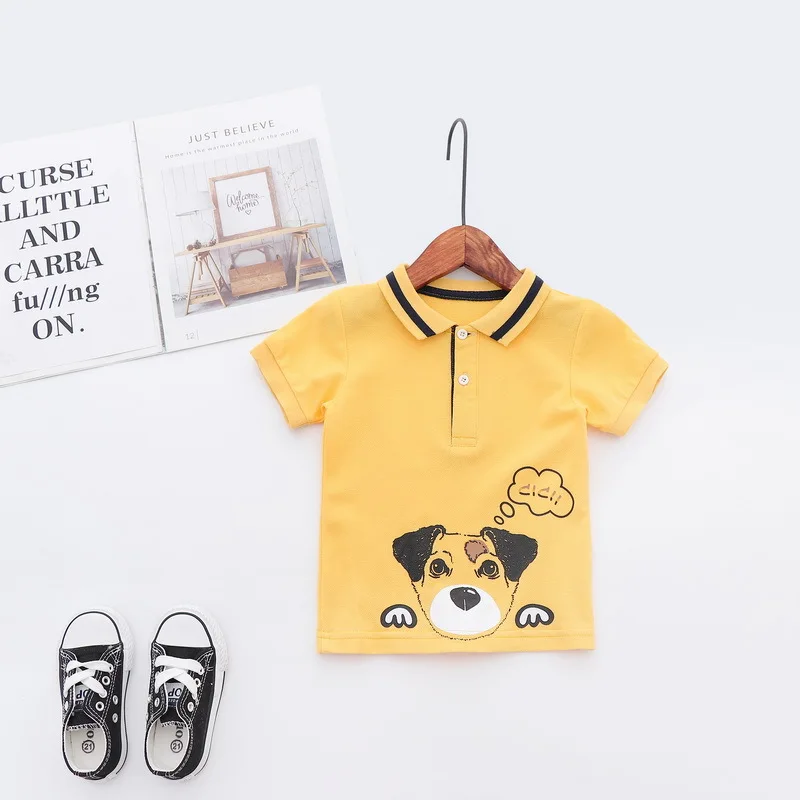 Casual Summer Cotton Baby Boys Short Sleeved T-shirt Pet Dog Printed Children Tees Kids Tops For Age 2-7 Years Old