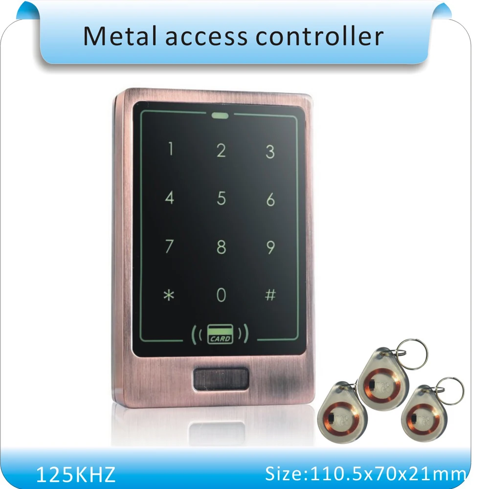 Металлический корпус сенсорная клавиатура led light 125 кГц RFID система контроля доступа+ 10 шт. хрустальные брелоки