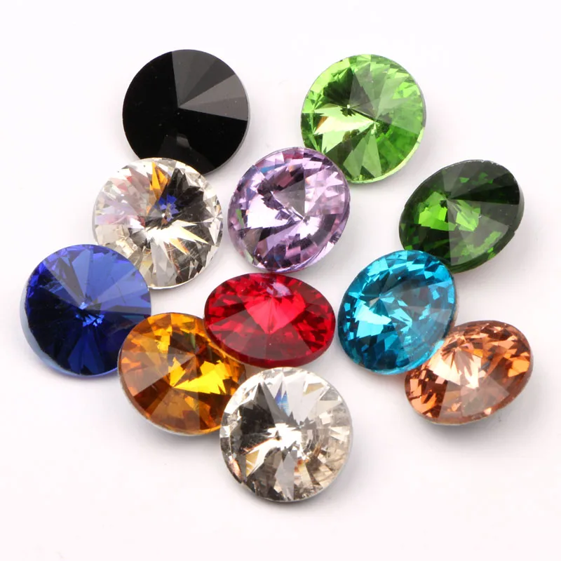 118pcs/lot Round Fancy Crystal Strass Stone 18mm pointback Glass Rivoli Rhinestones for Jewelry Garments making | Дом и сад