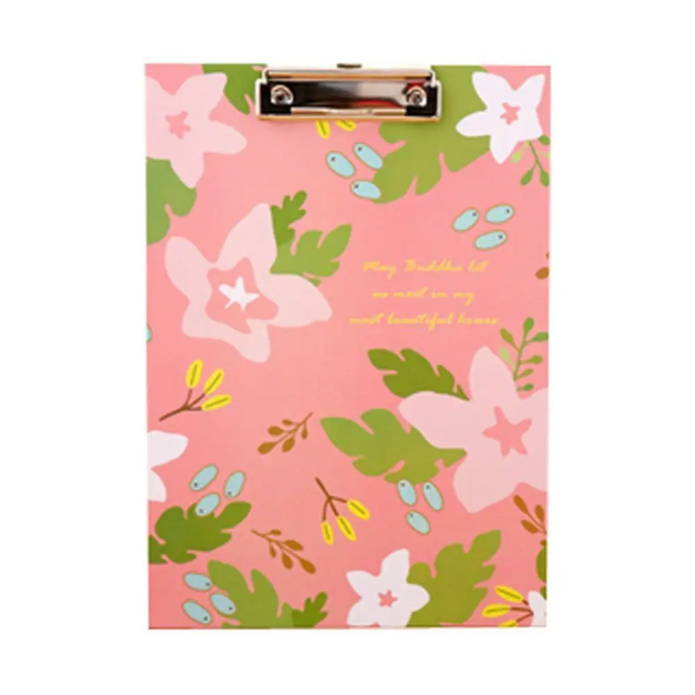 

Affordable Kawaii Pink Flowers Folder Writing Pad Board Practical Paper Document Clip Board Office and School Stationery Supply