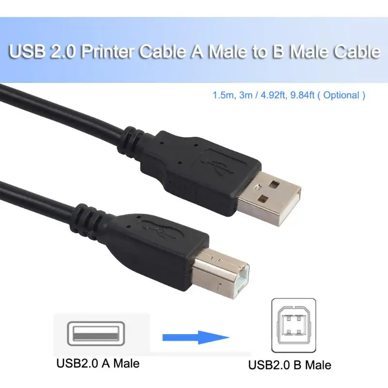 

ALLOYSEED 1.5m/3m High Speed USB 2.0 Male to Male Scanner Printer Cable Sync Data Charging Cord for Dell HP Canon Epson