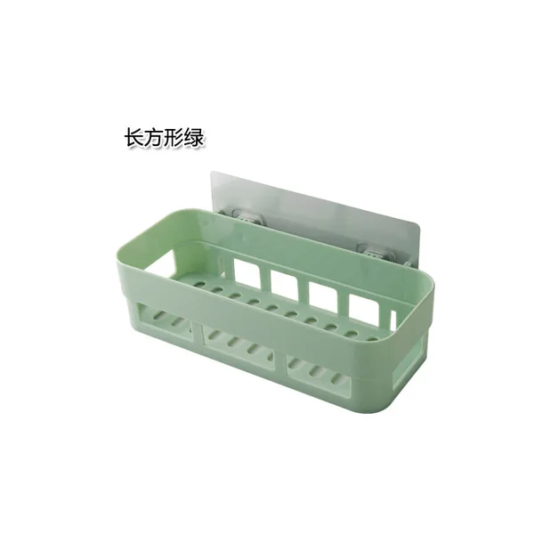 Пластиковый Органайзер на присоске, сетчатая коробка для кухонной раковины, полки для ванной комнаты, подвесной держатель для полотенец, стойка для хранения душевой стены, для кухни - Цвет: Зеленый