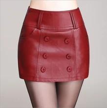 Plus Size 4XL PU Leather Women’s Shorts Skirts Autumn Winter High Waist Red Black Sexy Shorts Thicken Short Pants