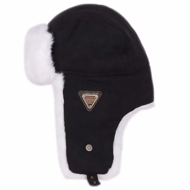 HT533 Classic Solid Winter Hat for Men Women Unisex Black Earflap Hat Cap Russian Fur Hat Ushanka Bomber Hat Men Women Bomber 12