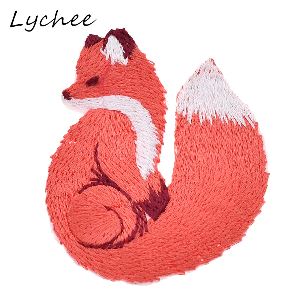 Lychee симметричное животное красная лиса вышитая железная нашивка на одежду сумка DIY шитье на Декор ткань аппликация