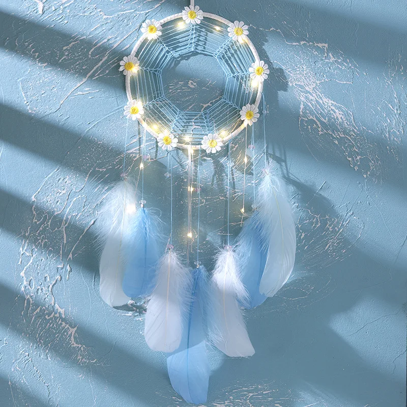 

Pure and fresh style Simple girl room decoration pendant dream cather with lamp birthday gift home decoration wedding decoration