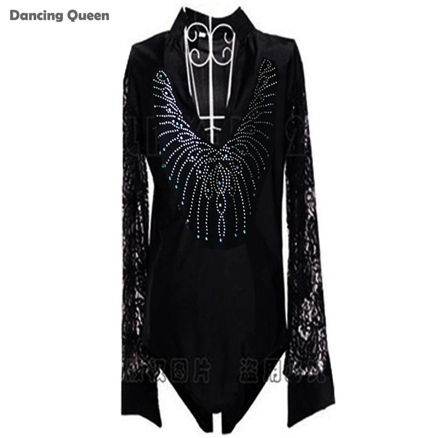 Men Latin Dance Tops Shirt Long Sleeve V Neck Elastic Milk Silk Floral Pattern Rhinestone Ballroom Top Accept Any Size Custom Men Latin Dance Top Latin Dance Topslatin Dance Aliexpress