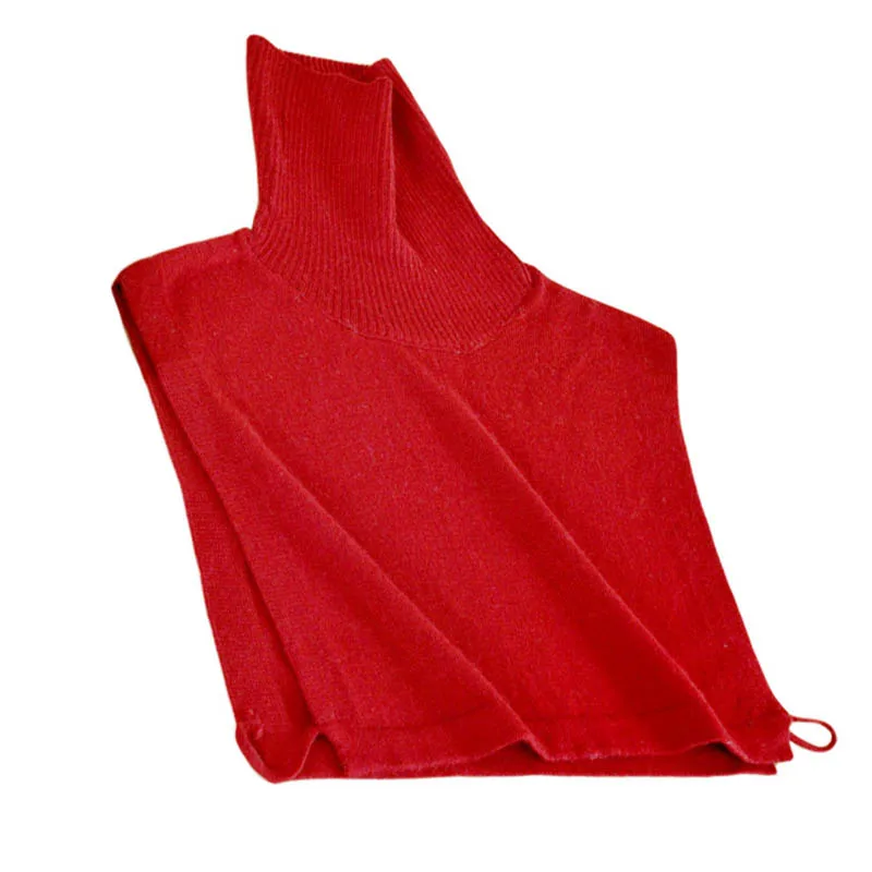 Женский осенне-зимний кашемировый пуловер с воротником-хомутом, вязаная накидка с кольцом, шарфы, сплошной цвет, теплый, подходит ко всему, Bufandas,, прозрачный - Цвет: Square Red