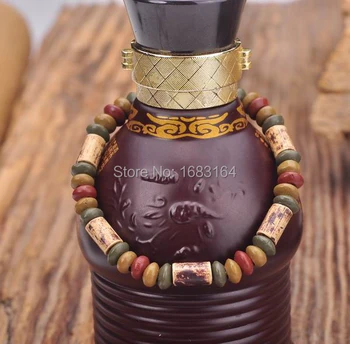 

G164 F Vintage Beautiful Handmade Craft Hemp Surfer Wristband Bracelet Bangle Ceramic Clay Beads Mens