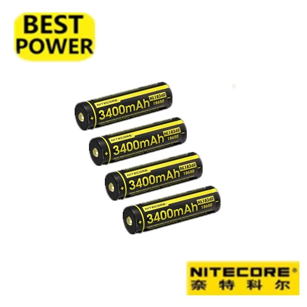 

4 pcs Nitecore NL1834R 18650 3400mAh 3.6V 9.6Wh Rechargeable Li-on Battery high quality with protect