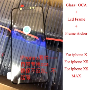 

50set/lot by DHL Front Screen Outer Glass Len with OCA/frame/sticker for iPhone X XS XSMAX Touch Panel Repair Parts