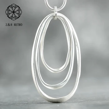 

Trendy Jewelry Essential Long Necklace For Women 2020 Pendants Handmade Link Chain Circle Female Suspension Decoration Wholesale