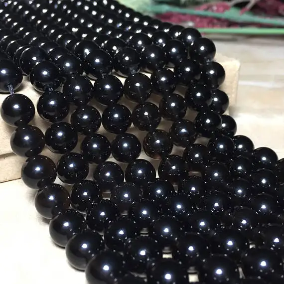 Natural Genuine Morion Black Rock Quartz Crystal Round Beads 4mm 6mm 8mm 10mm 12mm 14mm 16mm 18mm 112234