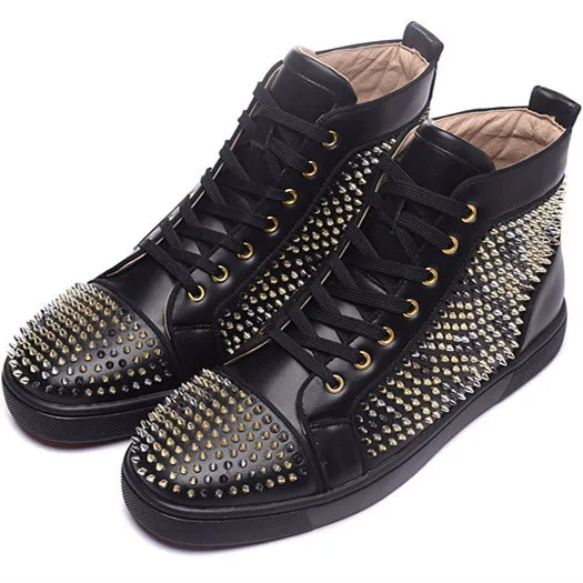 Hoge Kwaliteit Rode Suede Patchwork Luipaard Metallic Teen Spikes Mannen  Casual schoenen Goud Studs Hoge Top Lace Up Platte Mannen Trainers  Schoen|casual shoes|men trainers shoestrainers shoes - AliExpress