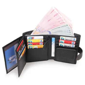 

Nesitu Black Color Best Gift Genuine Leather Men Wallets Real Skin Man Purses With Coin Pocket Credit Card Holder #M8129