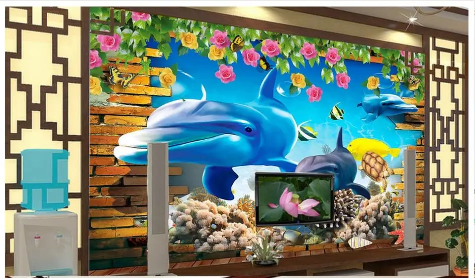 3D wall murals wallpaper custom picture mural paper HD Shark Sea World Background papers for living room decoration | Обустройство