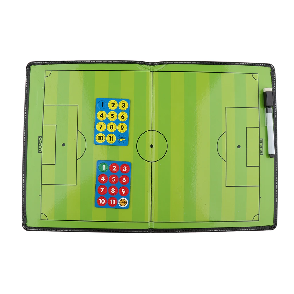 Football Coaching Board Foldable Strategy Teaching Clipboard Kit with Dry Eraser Marker Pen Magnets