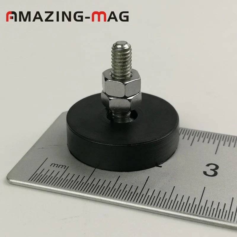 

10pcs D22*5.5mm miniature neodymium magnet pot with rubber coated Precision machines Led panel fixture magnetic mounting base