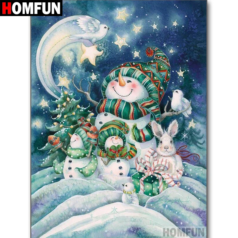 

HOMFUN Full Square/Round Drill 5D DIY Diamond Painting "Christmas snowman" 3D Diamond Embroidery Cross Stitch Home Decor A18727