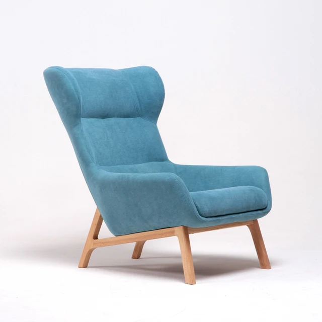 mid century modern high wingback fabric upholstered living room