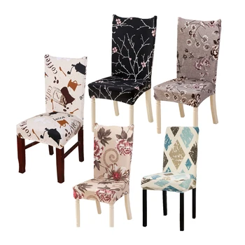 

Spandex Polyester Stretch Chair Covers Dining Room Anti-dirty Seat Protective Cover Floral Animals Office Kitchen Chair Case