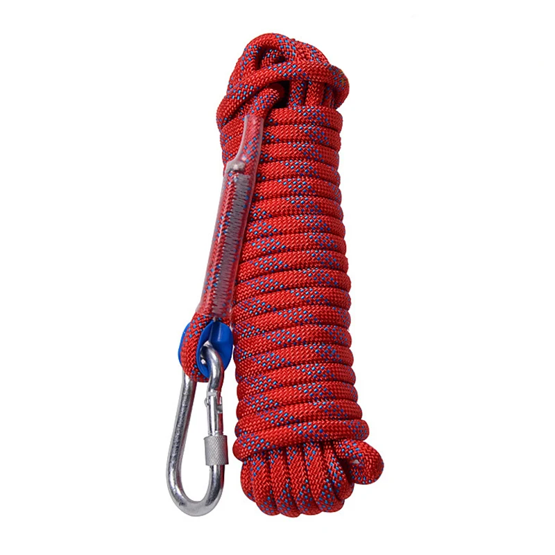 10mm Climbing Rope 50m Rock Tree Wall Climbing Equipment Gear Outdoor  Survival Fire Escape Safety Rope Carabiner 10m 20m 30m