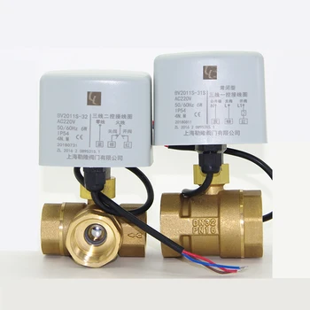 

DN15 DN20 DN25 3 way 3 wires 2 control Electric Ball Valve, Brass Motorized Ball Valve 2 way Switch type valves
