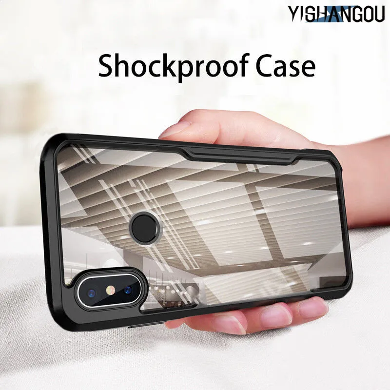 

YISHANGOU Soft Silicon Bumper Case For Xiaomi Redmi Note 6 Pro A1 A2 Lite 5X 6X 6A S2 Y2 Transparent Hard PC Plastic Back Cover