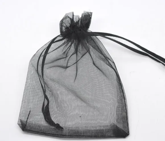 

DoreenBeads Gift pouch &bag, organza, black, with draw, wedding, 12x9cm.100PCs (B07731)