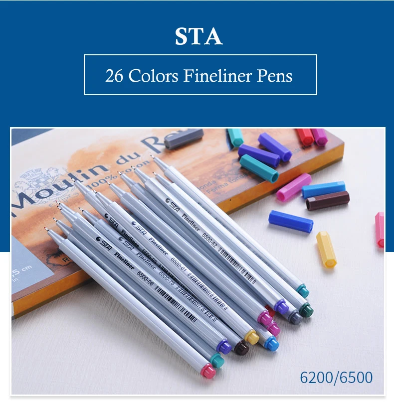 STA 26 Ассорти Цвета Fineliner Pen Set 0,4 мм микрон Наконечник иглы Цветной Pigma чернилами для студентов поставок