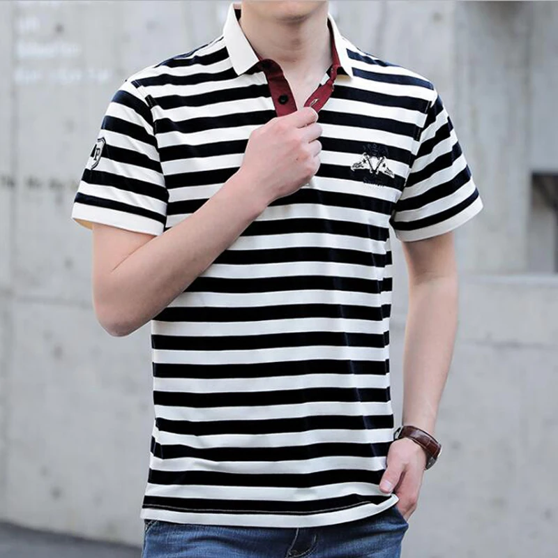 

2019 new men polo shirt High quality brand cotton striped shirt polo men Business casual polo shirt men Branded clothing