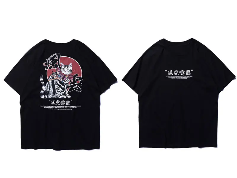 Japanese Samurai Cat Printed Tshirts 2