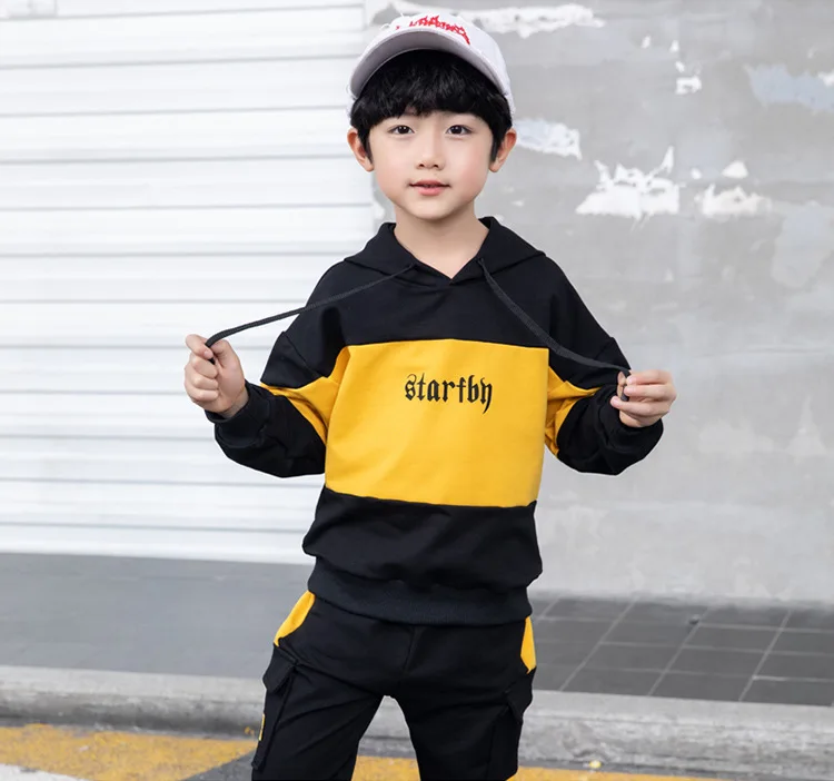 Весенне-осенняя хлопковая школьная форма, спортивный костюм комплекты одежды для мальчиков спортивный костюм с капюшоном для мальчиков 4, 6, 8, 10, 12, 14 лет, комплект детской одежды