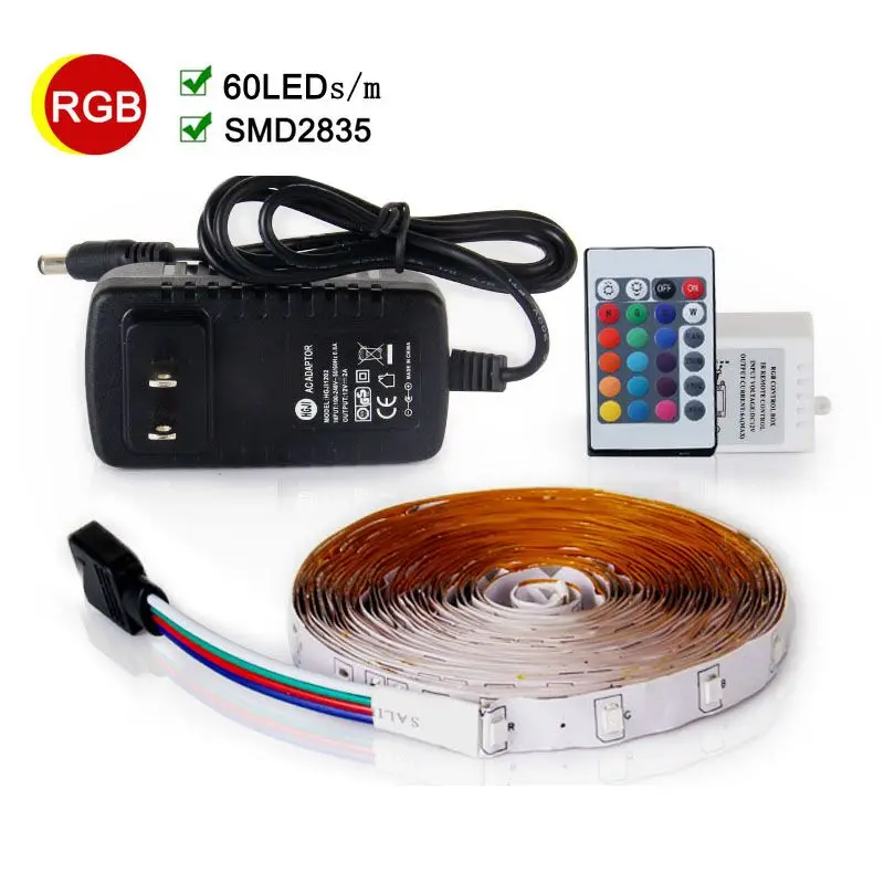 

RGB LED Strip Light 5M 60Leds/m 2835 SMD DC12V Flexible Lighting String Ribbon Tape Lamp Home Decoration Lamp