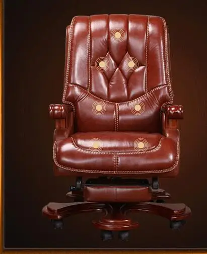 Настоящее кожаное кресло начальника. Можете лежать на высоком-сорт массажные компьютерное кресло. Домашний офисный стул НАСТОЯЩИЙ ДЕРЕВЯННЫЙ шарнир стул. 08