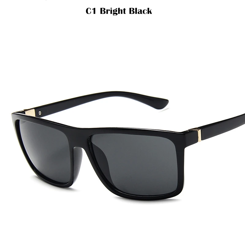 Солнцезащитные очки, мужские, классические, квадратные, брендовые, дизайнерские, уф400 защита, солнцезащитные очки, oculos de sol hombre, очки для вождения - Цвет линз: Bright Black