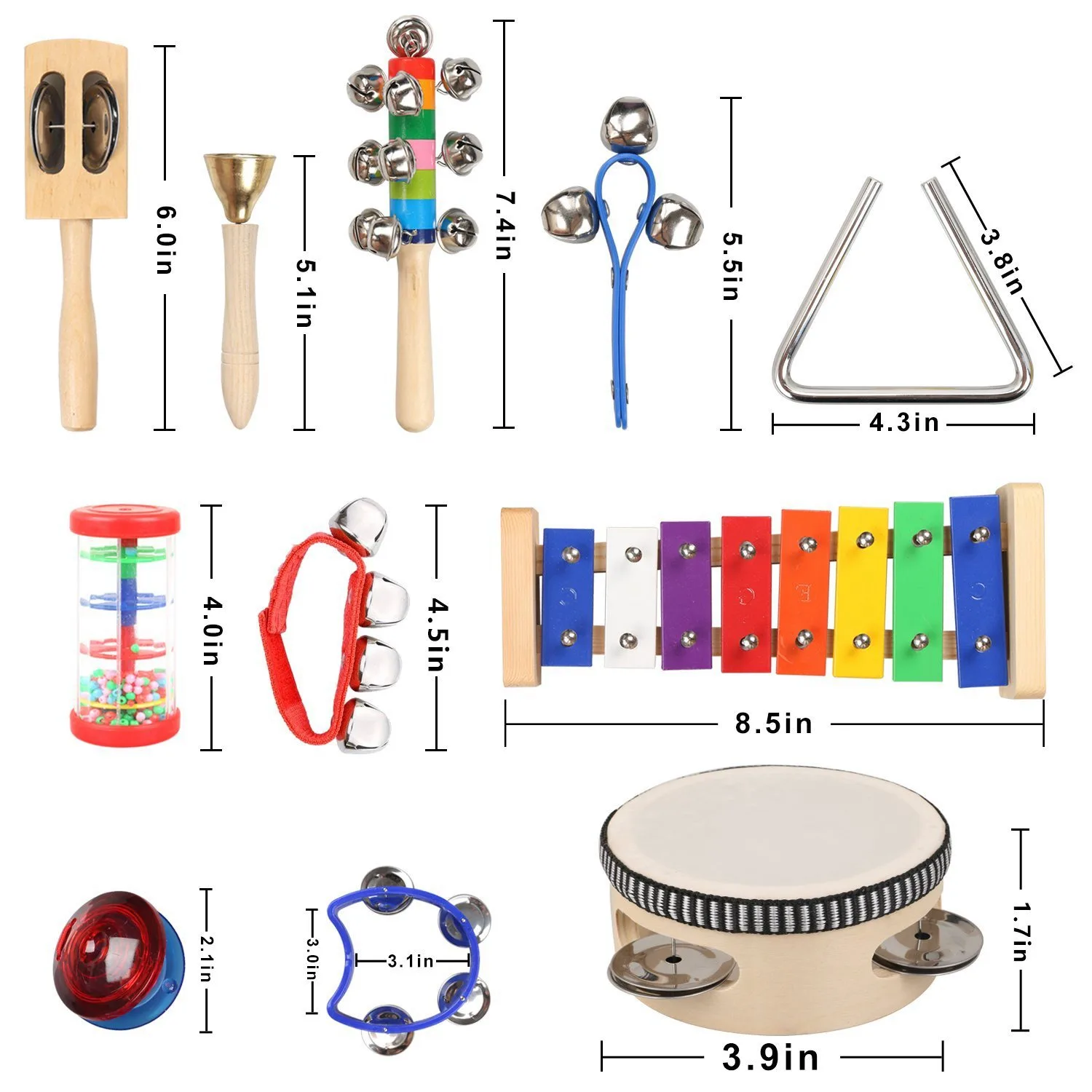 Музыкальные инструменты для малышей-11 типов 14 шт. деревянный ксилофон Тамбурин Набор для детские дошкольные развивающие, ранние Learni