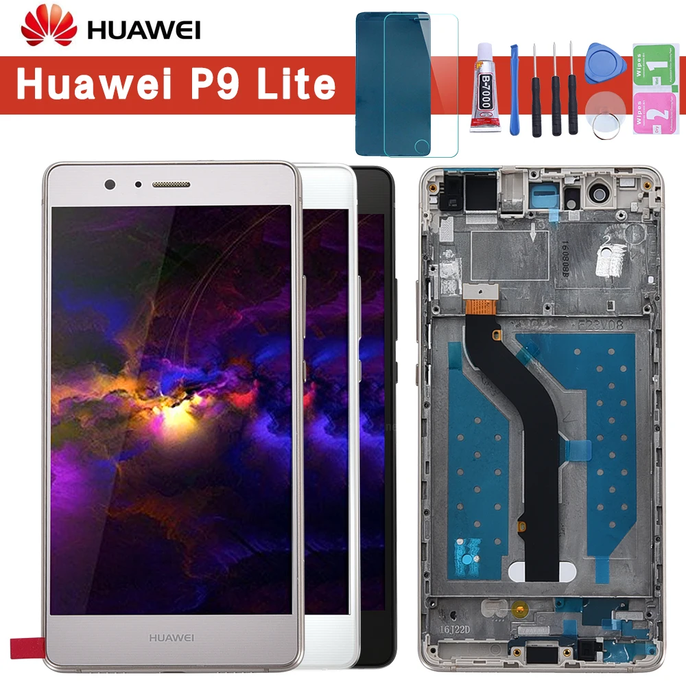 Skup 2016 5.2 oryginalny LCD do HUAWEI P9 Lite wyświetlacz ekran z ramą dla HUAWEI P9 Lite wyświetlacz LCD VNS L31 L21 L19