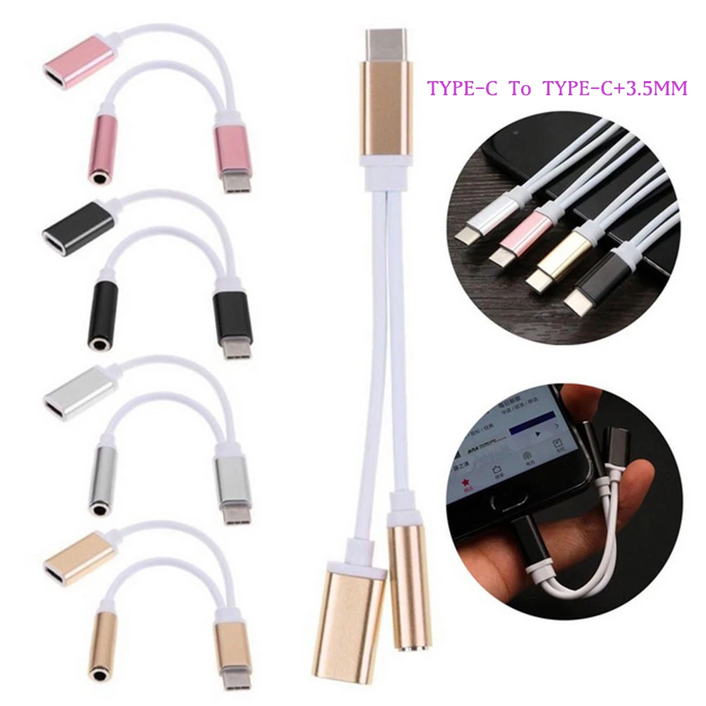 

New Type C To 3.5mm Aux Jack Type-C Adapter Charging Audio Splitter Adapter for Huawei P30 Xiaomi Mi 8 6 5X