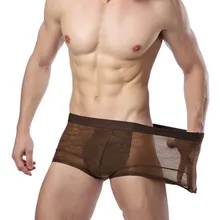 Новые летние шелковые сексуальные мужские боксеры шорты трусы ультра-тонкие дышащие трусы высокого качества однотонное горячее нижнее белье