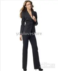 Индивидуальный заказ черный Для женщин костюм в тонкую полоску костюм бренд леди костюм
