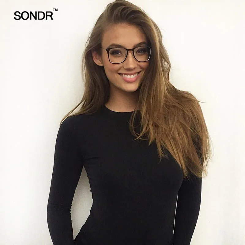 

SONDR 2019 Summer Long sleeve leisure elastic T-shirt female new sexy slimming thin bottom shirt cotton top female Round collar