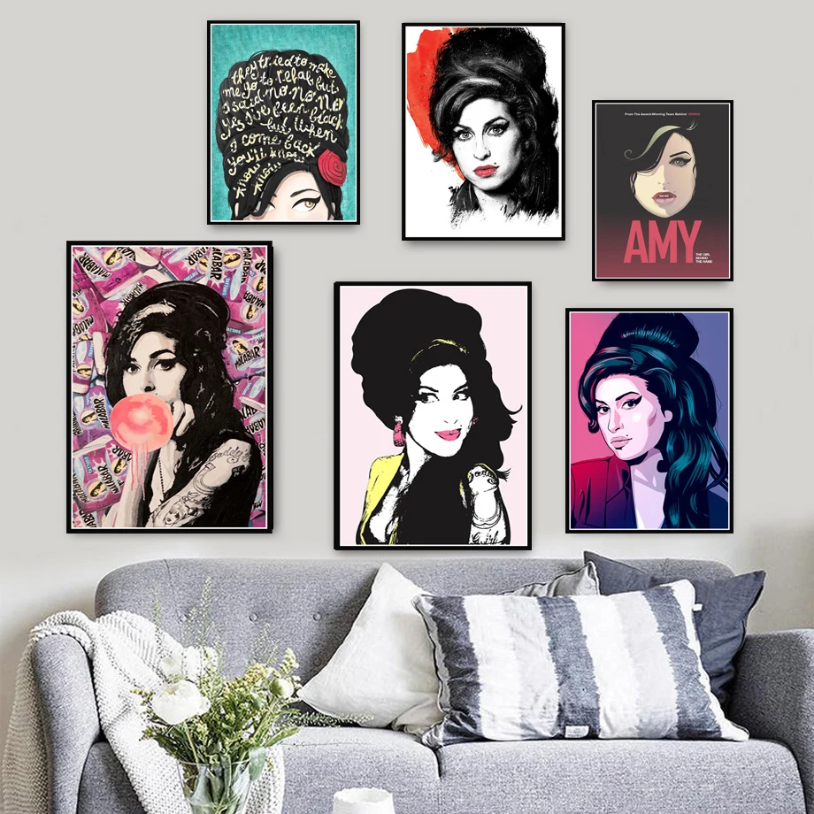 

Poster Prints Hot New Amy Winehouse Woman Music Singer Star Pop Custom Art Oil Painting Wall Pictures For Living Room Home Decor