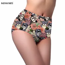 INSTANTARTS забавные собаки/щенка шнаузаторы цветочный принт женские купальные шорты для купания пляжные серфинговые купальники купальные костюмы с завышенной талией