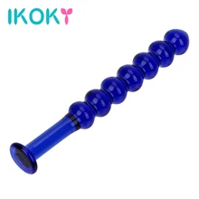IKOKY Crystal Balls Butt Plug Prostate Massage 7 Beads Glass Anal Plug Pyrex Sex Toys for